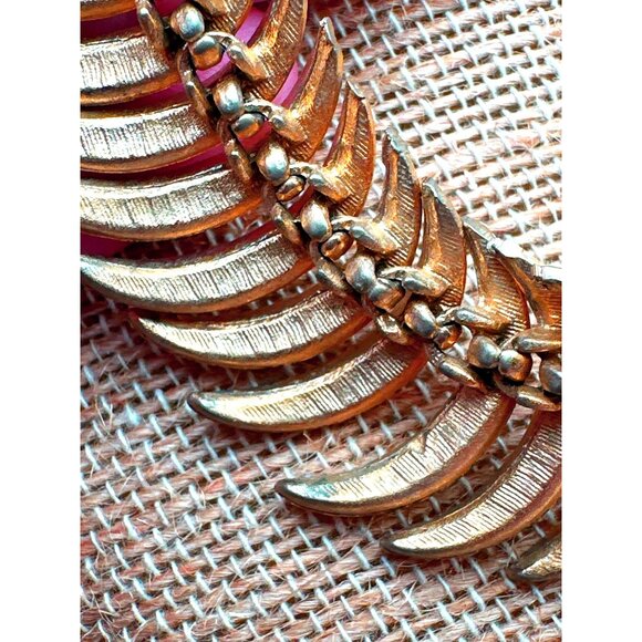 Vintage Mid Century Articulated Link Collar Necklace Crescent Bone Unsigned - Picture 12 of 13